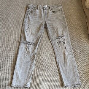 Agolde Light Gray Distressed Skinny Feel Good Jeans